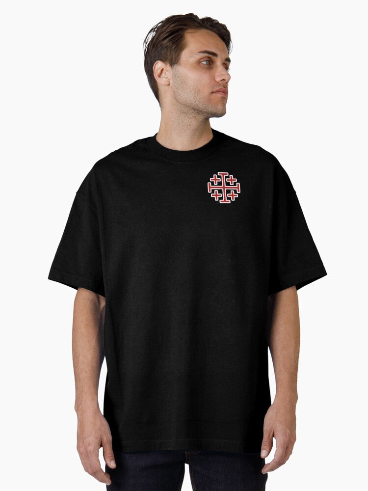 Red Jerusalem Cross Oversized Shirt T Shirt Clean Design
