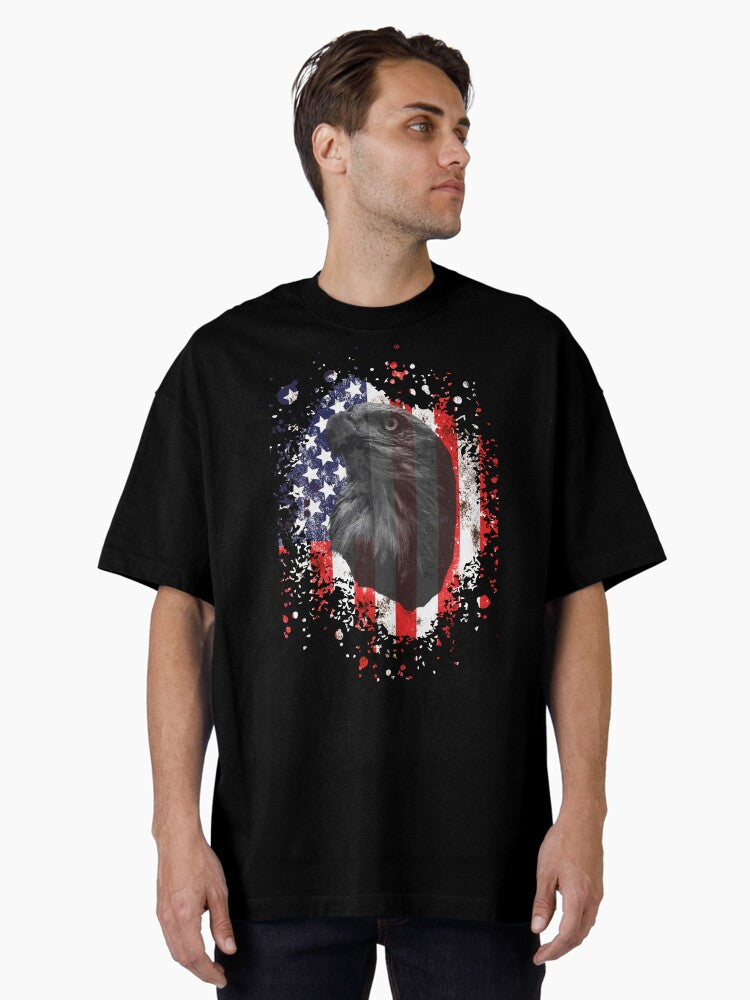 Majestic American Eagle Bird American Flag Wild Animal Oversized Shirt T Shirt Minimal Style