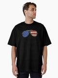 American Flag Sunglasses Oversized Shirt T Shirt Premium Quality