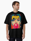 Retro Pop Art Girl Blowing Bubblegum Graffiti Poster Oversized T Shirt T Shirt Viral TikTok Best Seller Look