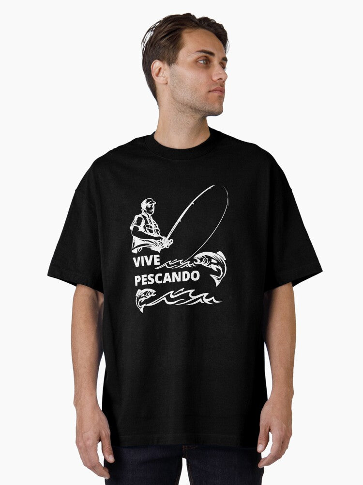 He lives by fishing Fishing fanatics Oversized Shirt T Shirt US Trend