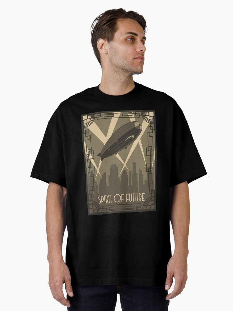 Retro Futurism Poster style from the 1920s 1930s Oversized T-Shirt | Premium Unisex T-Shirt, Trending Graphic Tee