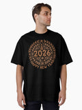 2026 Happy New Year Celebration Party Design Oversized T Shirt T Shirt Comfort Fit Modern Aesthetic