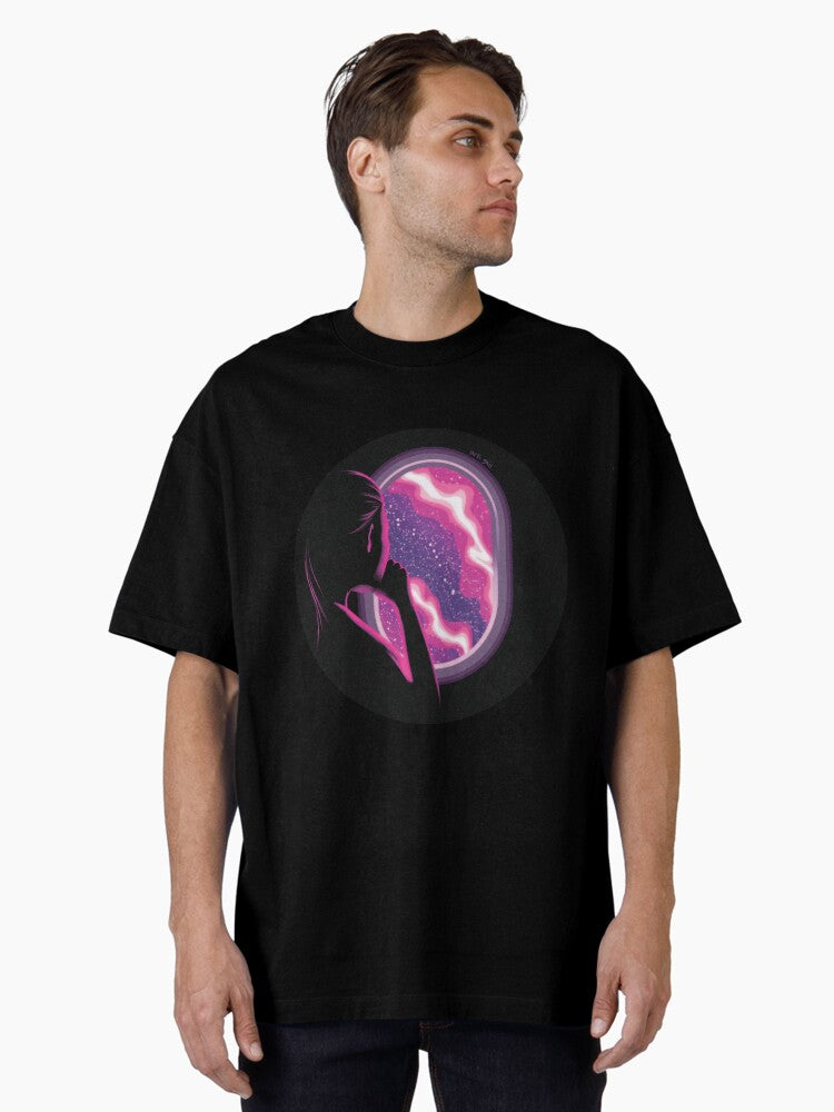 Plane in space Oversized T-Shirt | Premium Unisex T-Shirt, Trending Graphic Tee