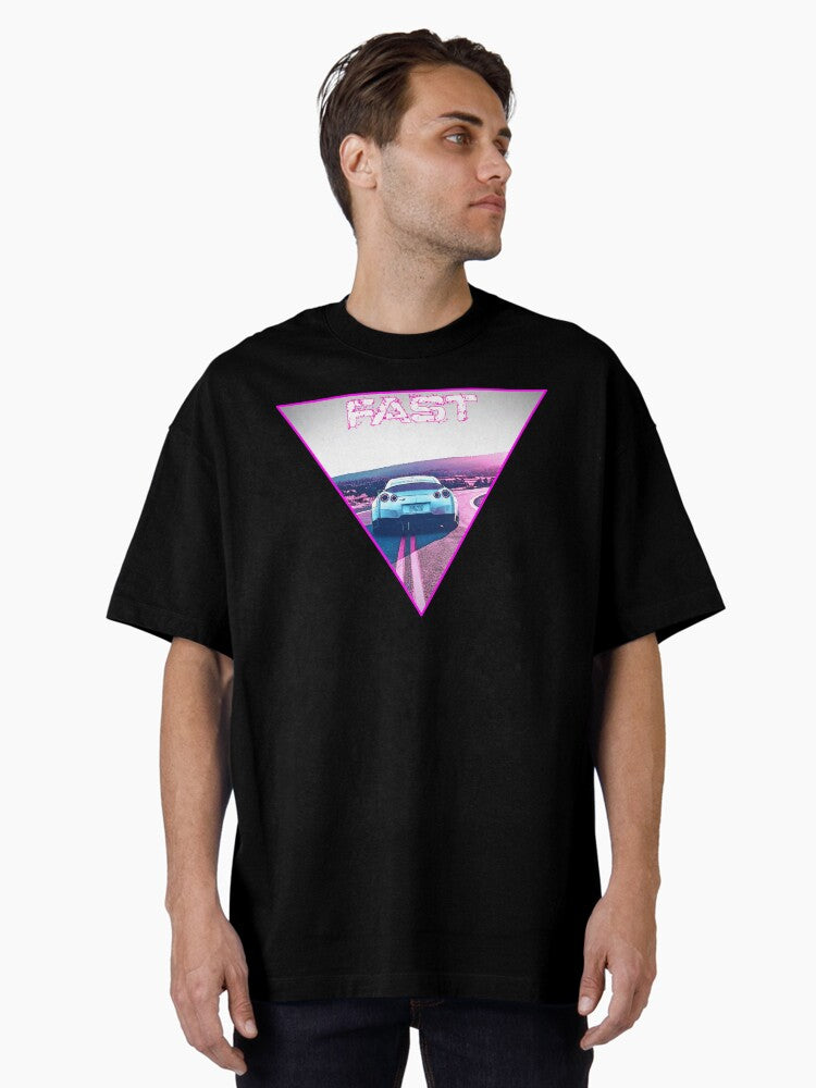 Aesthetic Vaporwave Style Japan Tokyo Osaka Car Oversized T-Shirt | Premium Unisex T-Shirt, Trending Graphic Tee