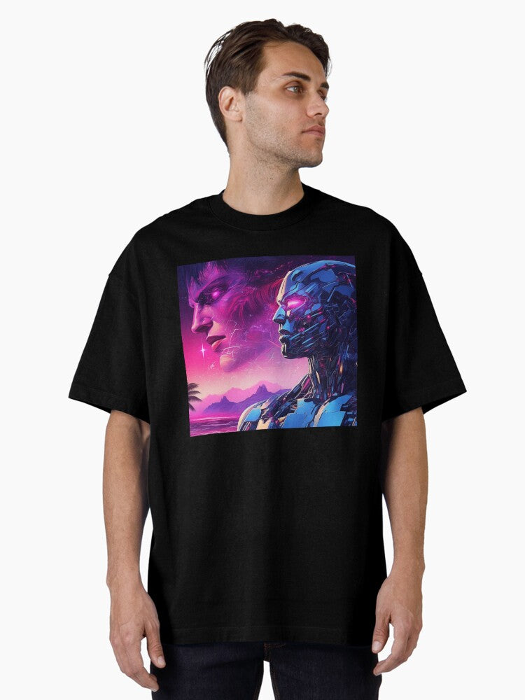 Neon Cyborg Chronicles Futuristic Machine Dreams Oversized T-Shirt | Premium Unisex T-Shirt, Trending Graphic Tee