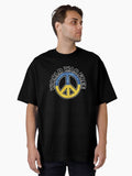 Prey for Peace in Ukraine World War Free Peace Symbol Ukrainian Flag CND Oversized Shirt T Shirt US Market