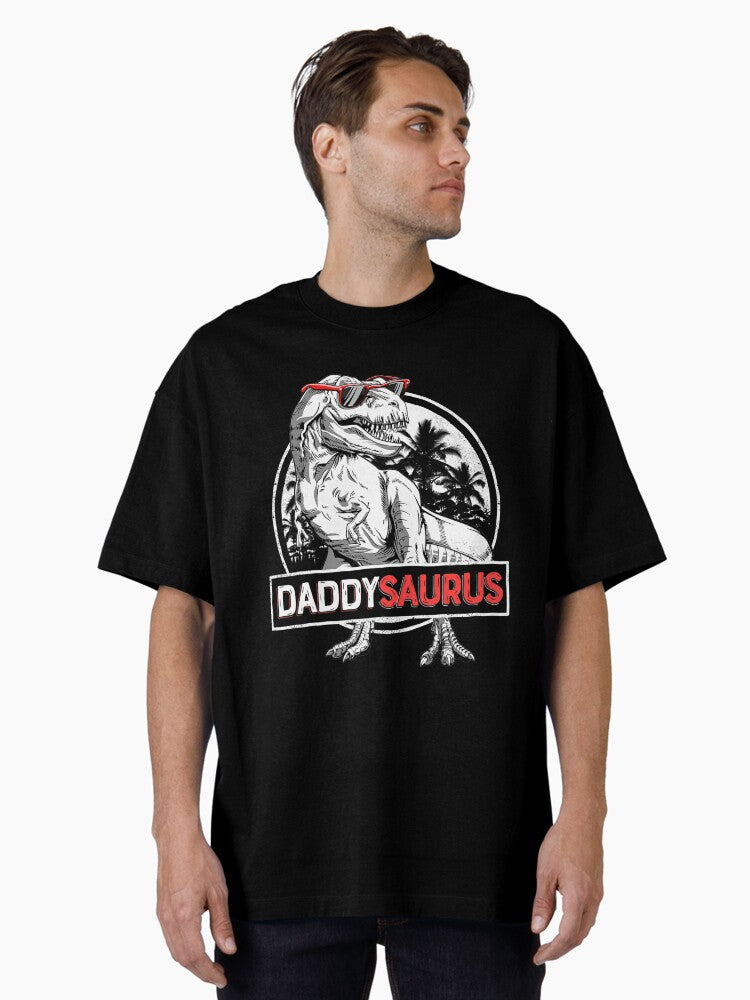 Daddy Saurus rex Dinosaur Father Day Family Matching Oversized Shirt T Shirt Clean Design
