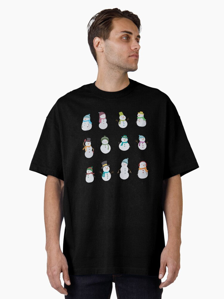 Christmas Snowman Bundle Oversized T Shirt T Shirt Premium Print