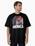 Eagle Mullet Merica Vintage American Flag Funny 4th of July BBQ gift Oversized Shirt T Shirt Minimal Style