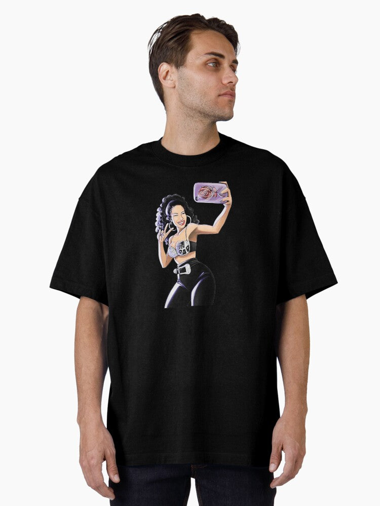 Selena Glam Look Selfie Oversized T-Shirt T-Shirt | Aesthetic Graphic | Trending Now