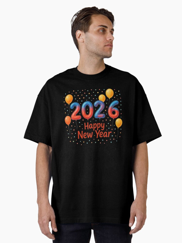 Watercolor Balloon Style 2026 New Year Art Oversized T Shirt T Shirt Premium Print Gift Ready