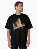 Smoking Cat Meme Oversized T-Shirt | Premium Unisex T-Shirt, Trending Graphic Tee