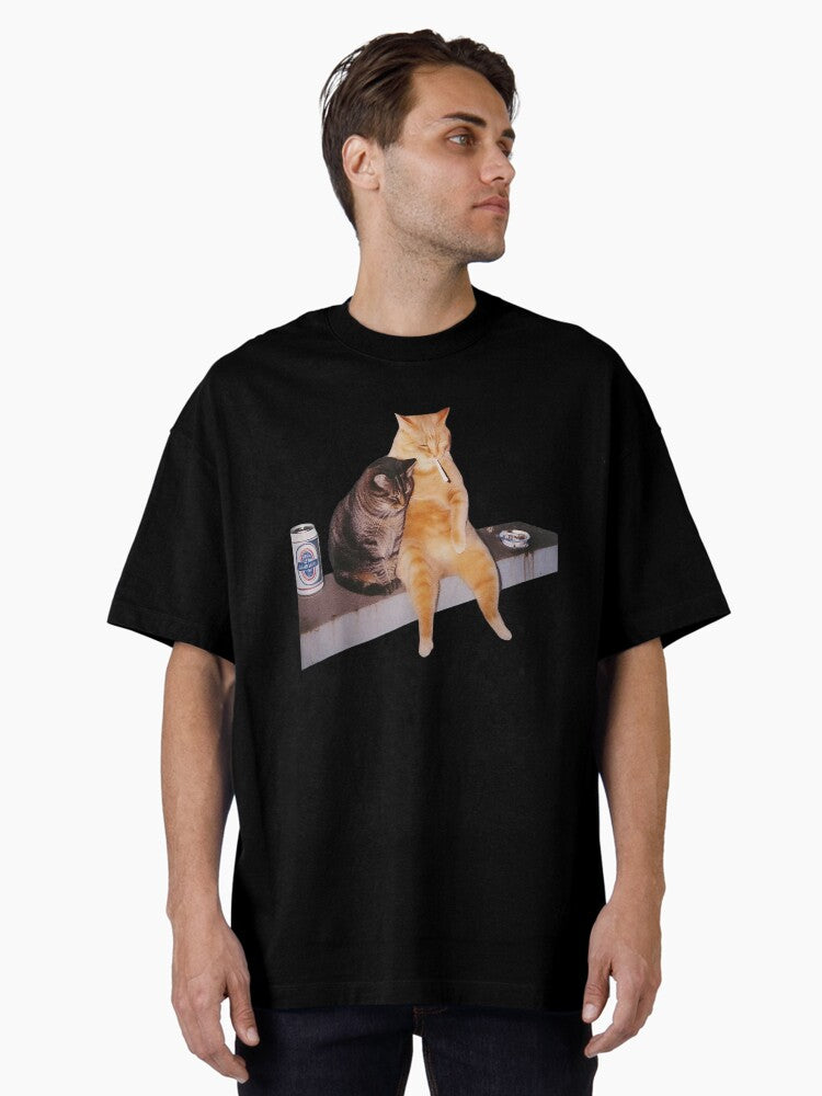Smoking Cat Meme Oversized T-Shirt | Premium Unisex T-Shirt, Trending Graphic Tee