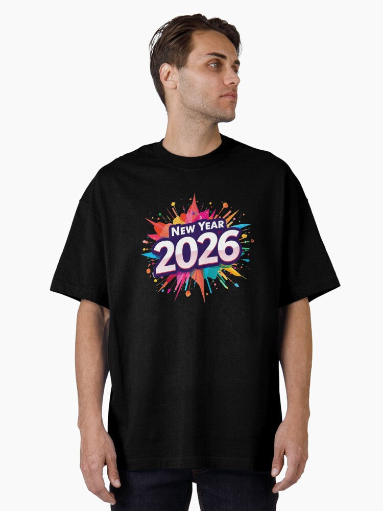 New Year 2026 Celebration Splash Oversized T Shirt T Shirt Streetwear Style Best Seller Look