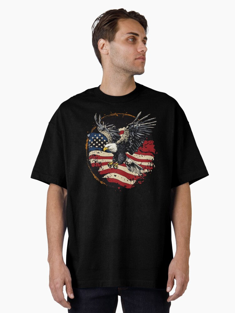 Patriotic Bald Eagle USA Flag Oversized Shirt T Shirt Minimal Style