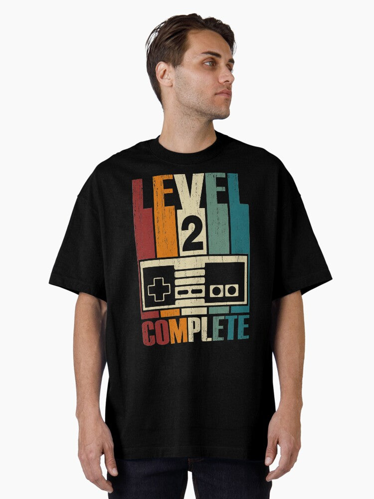 Level Complete 2nd Wedding Anniversary Gift Oversized Shirt T Shirt Minimal Style