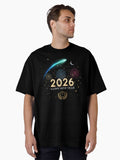 Happy New Year 2026 Glitter Sparkle Celebration Futuristic Party Night Graphics 2026 Oversized T Shirt T Shirt