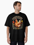 Jesus Prasing And Chicken Raising Funny Faith Farm Girls Oversized Shirt T Shirt Clean Design