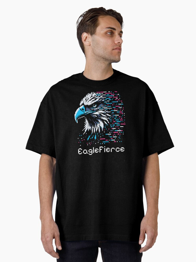 Pixelated Patriotic American Eagle Design Oversized Shirt T Shirt US Trend