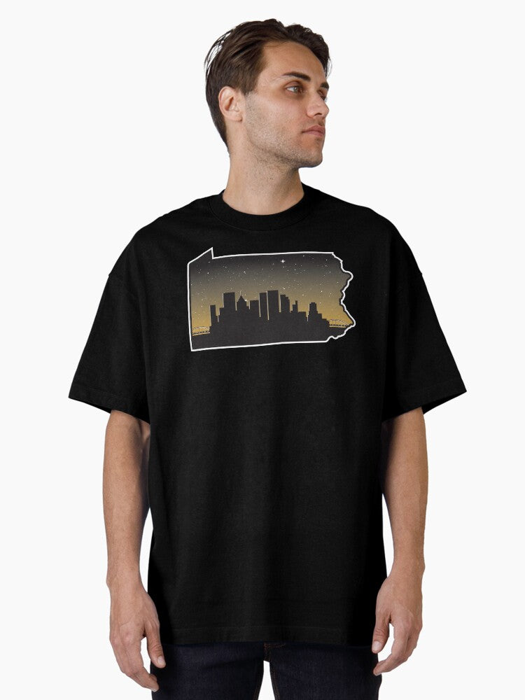 Keystone State Pittsburgh Steelers City Skyline Oversized Shirt T Shirt Gift Ready