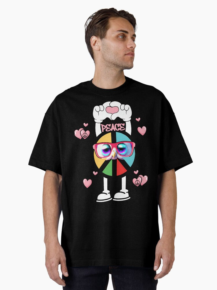 Wise Owl Peace white and grey Oversized Shirt T Shirt Everyday Wear