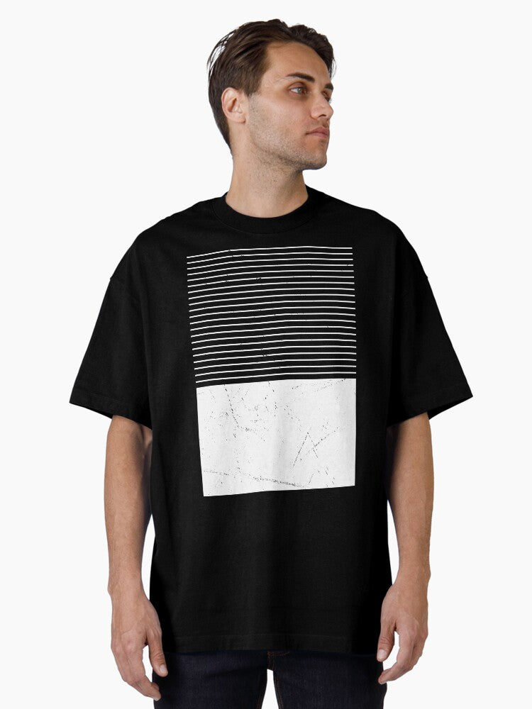 Abstract Repeat Line Oversized Shirt T Shirt Clean Design