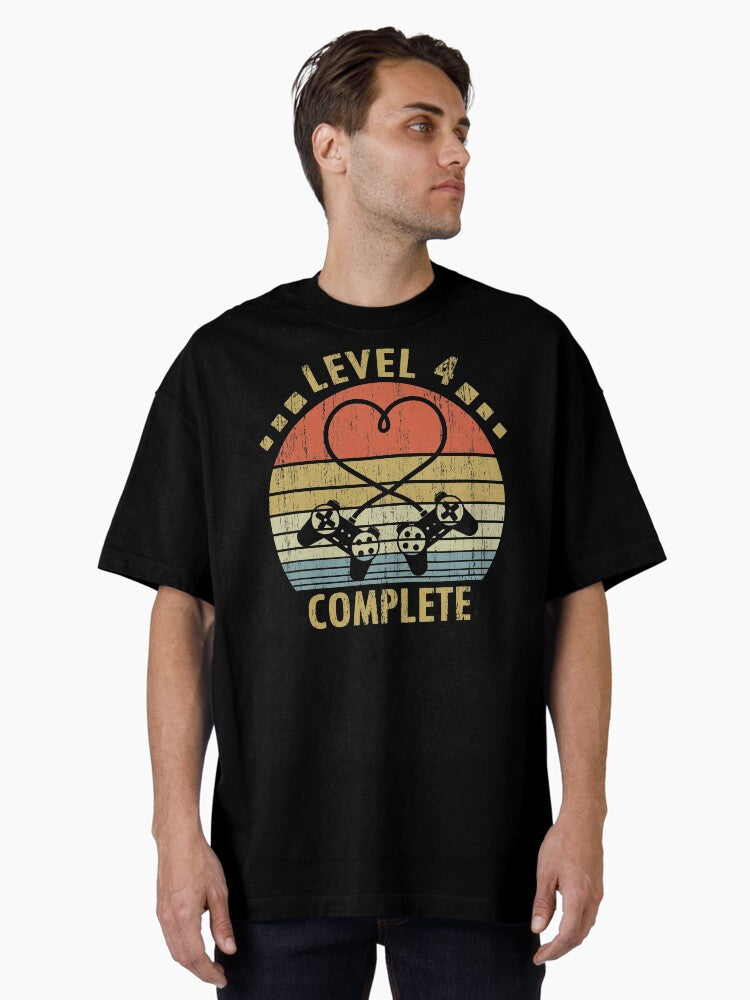 Level Complete 4th Wedding Anniversary Gift Video Gamer Oversized Shirt T Shirt Premium Print