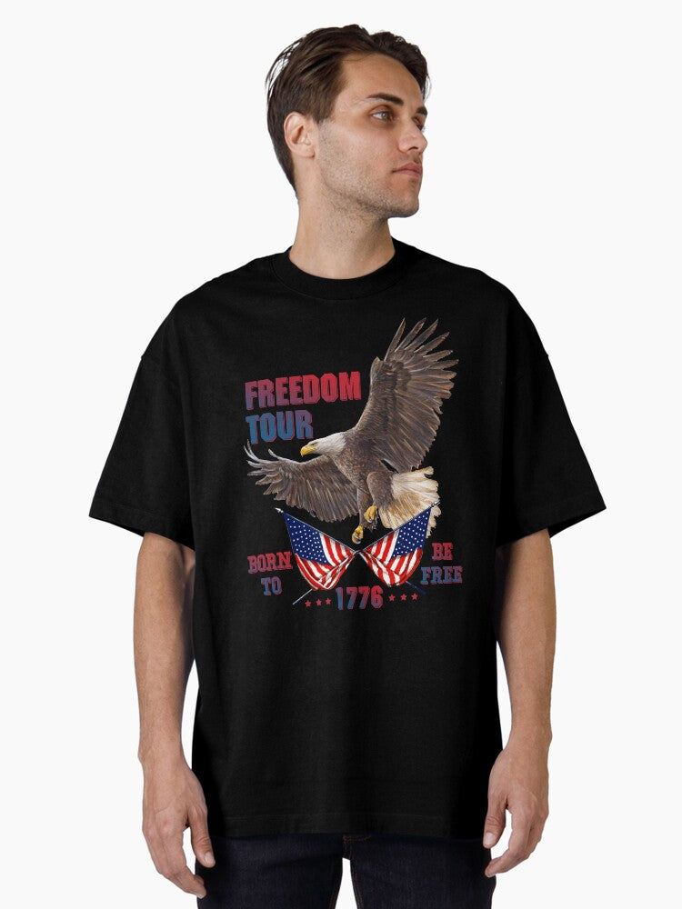 4th Of July American Eagle USA Flag Patriotic 1776 Oversized Shirt T Shirt Clean Design