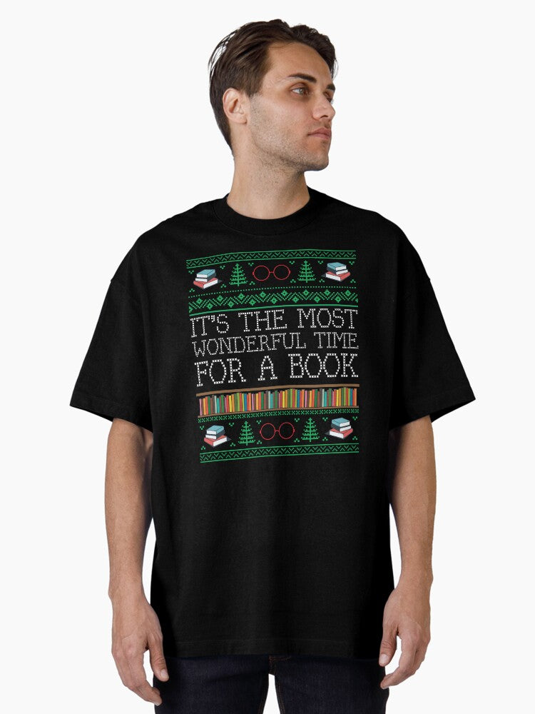Books Reading Librarian Teacher Book Lovers Ugly Christmas Oversized T Shirt T Shirt Aesthetic Fit Fan Favorite