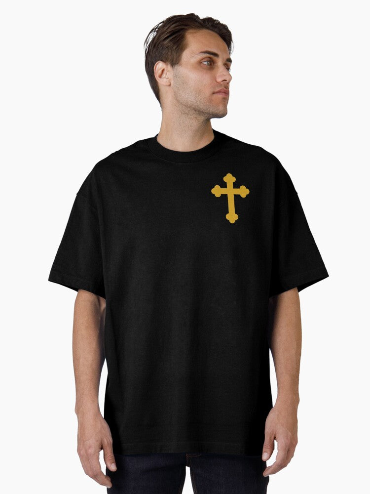 Celtic Inspired Cross Yellow Floral Christian Cross Oversized Shirt T Shirt Gift Ready