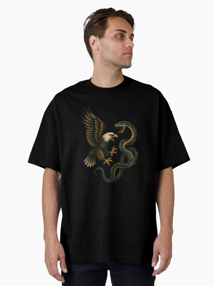 Eagle and Snake Fighting Oversized Shirt T Shirt Clean Design