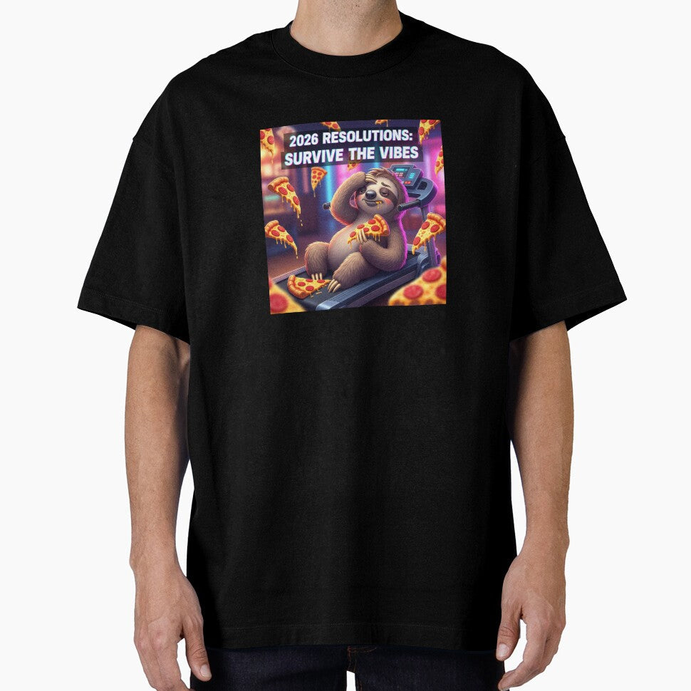 2026 Resolutions Funny Sloth Survive The Vibes by lowbatterydept Unisex T-shirt, Sweatshirt, Hoodie, Long Sleeve Tee