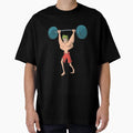 Skeleton with barbell weight lifting squat knees Oversized T Shirt T Shirt Clean Design