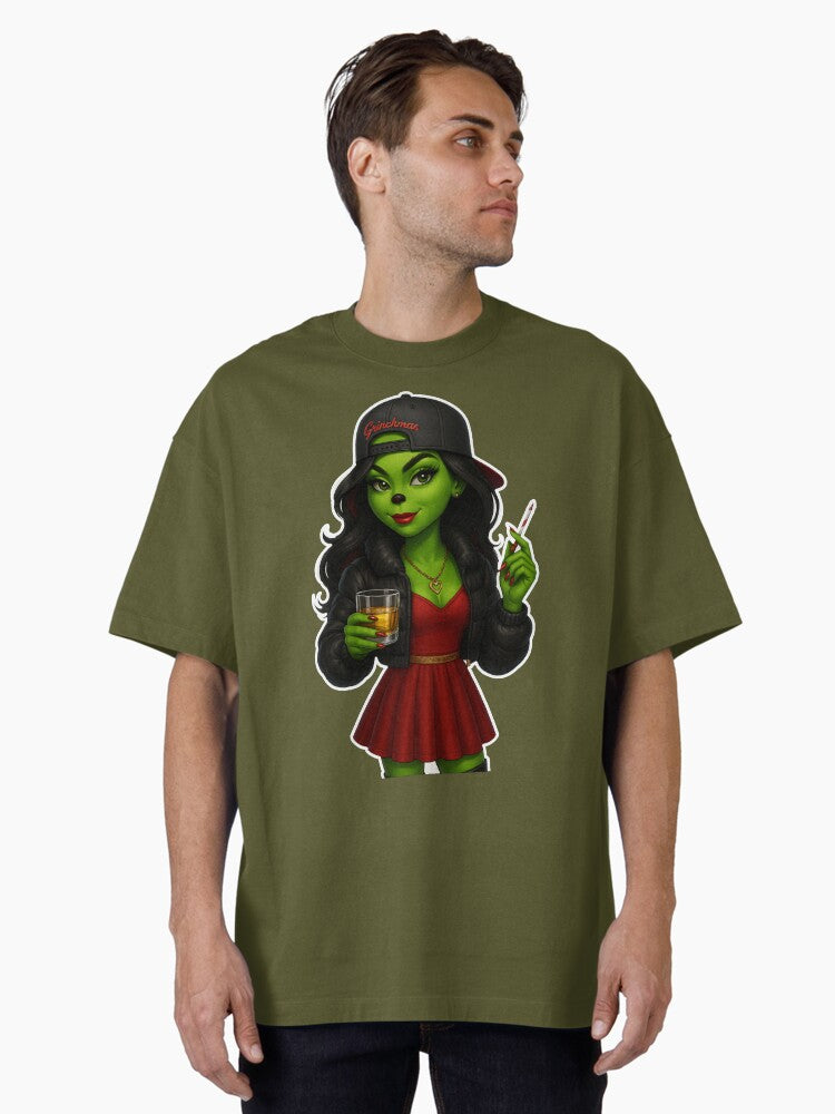 Sassy Grinch Girl Christmas coco Holiday Mischief Oversized T Shirt T Shirt Holiday Trending Christmas Season Pick