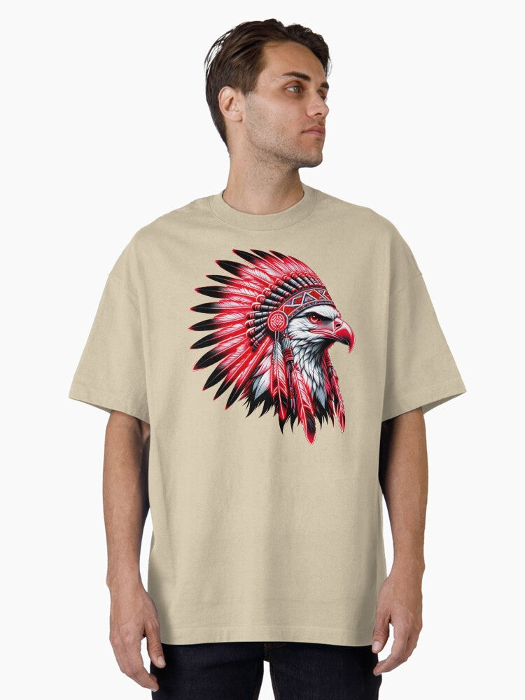 Bald Eagle wearing a Native American Headdress Oversized Shirt T Shirt US Trend