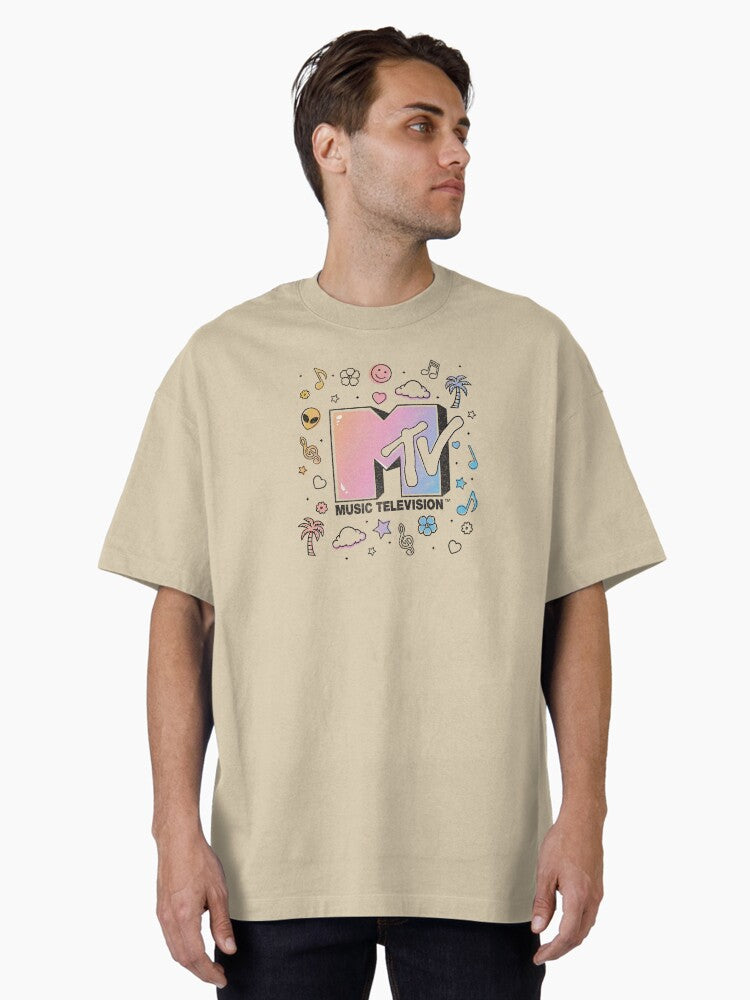 MTV Music Television Color Pop Neon Doodles Logo Oversized T Shirt T Shirt Premium Print Best Seller Look
