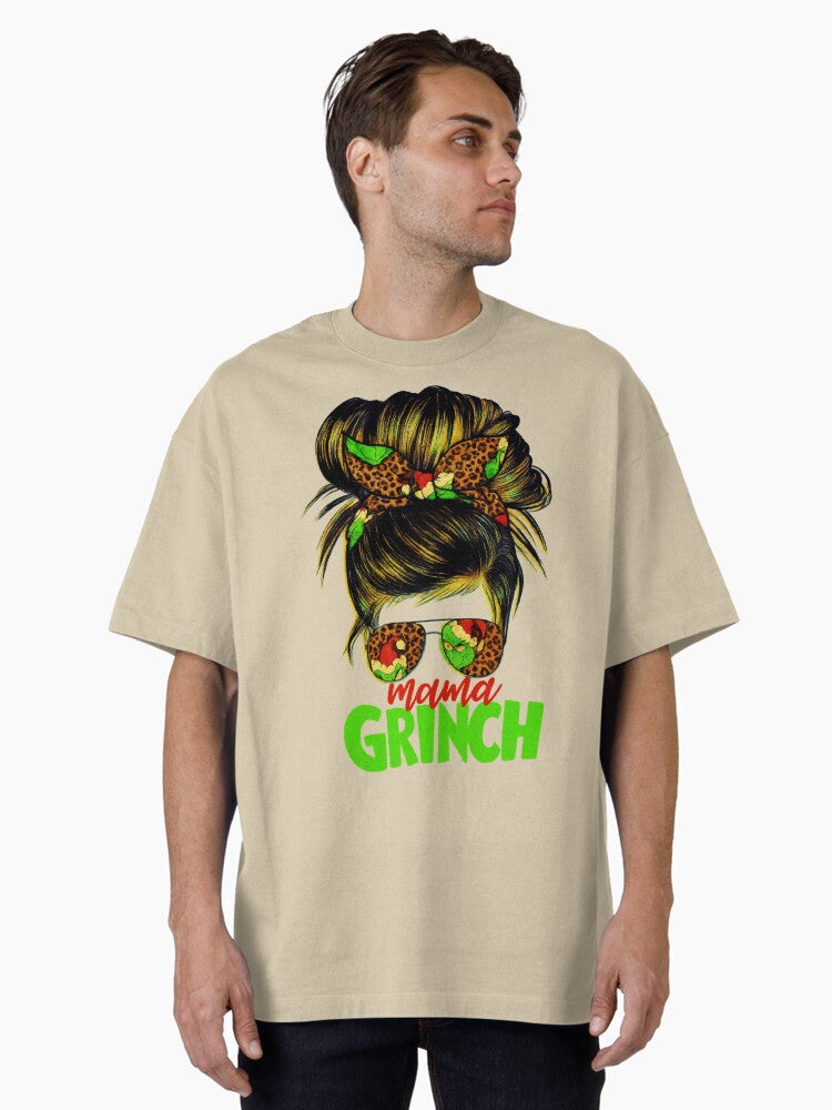Mama Grinch Leopard Print Christmas Sass for Moms Oversized T Shirt T Shirt Holiday Trending Christmas Season Pick