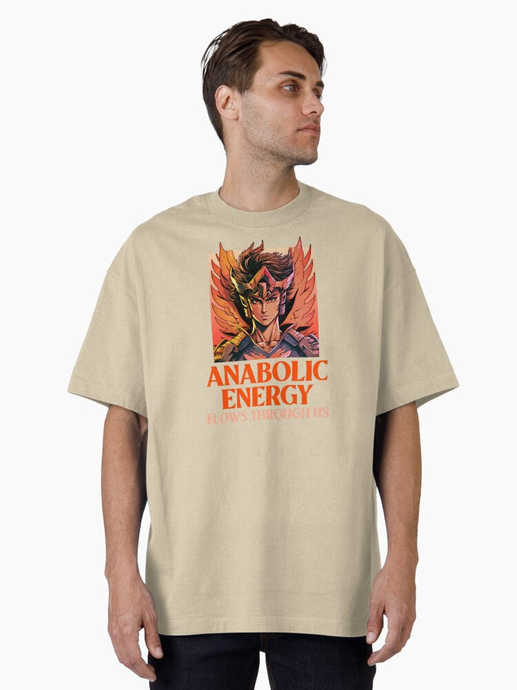 ANABOLIC ENERGY FLOWS THROUGH US anime inspired graphic Oversized T Shirt T Shirt Clean Design