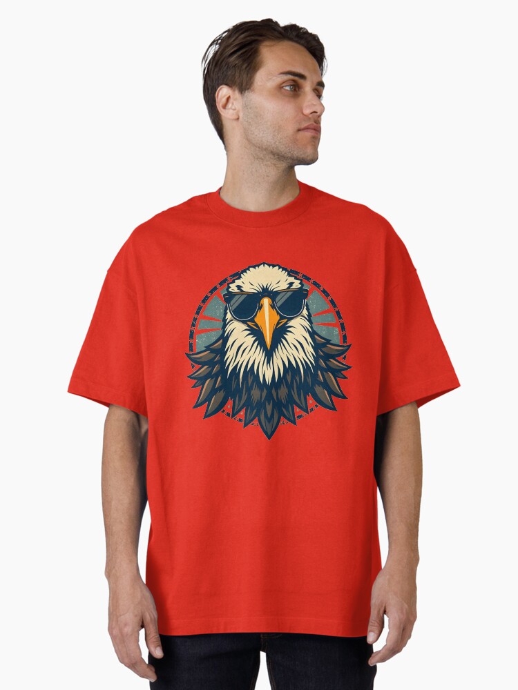 Vintage American Bald Eagle with Sunglasses Patriotic Oversized Shirt T Shirt Minimal Style
