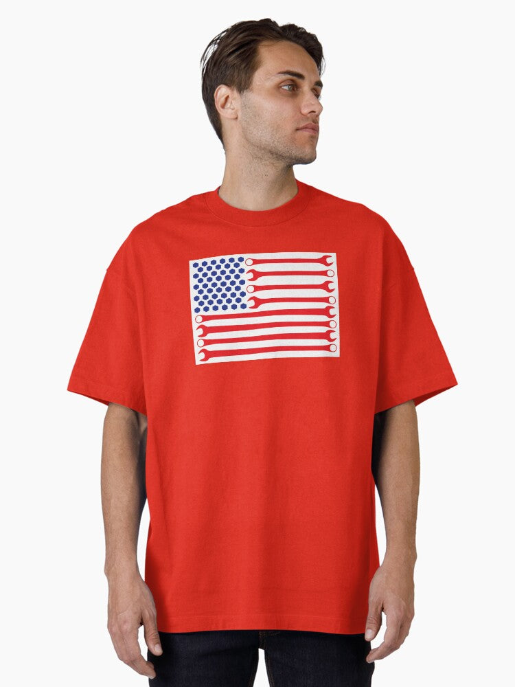 Mechanic s American Flag Wrenches and Nuts Oversized T Shirt T Shirt Trending US Daily Wear