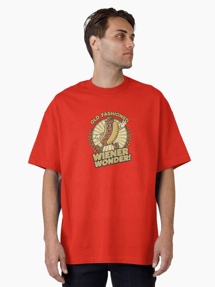 Old Fashioned Wiener Wonder T Shirt Vintage Hot Dog Cartoon Mascot Graphic Tee Oversized T Shirt T Shirt Premium Print