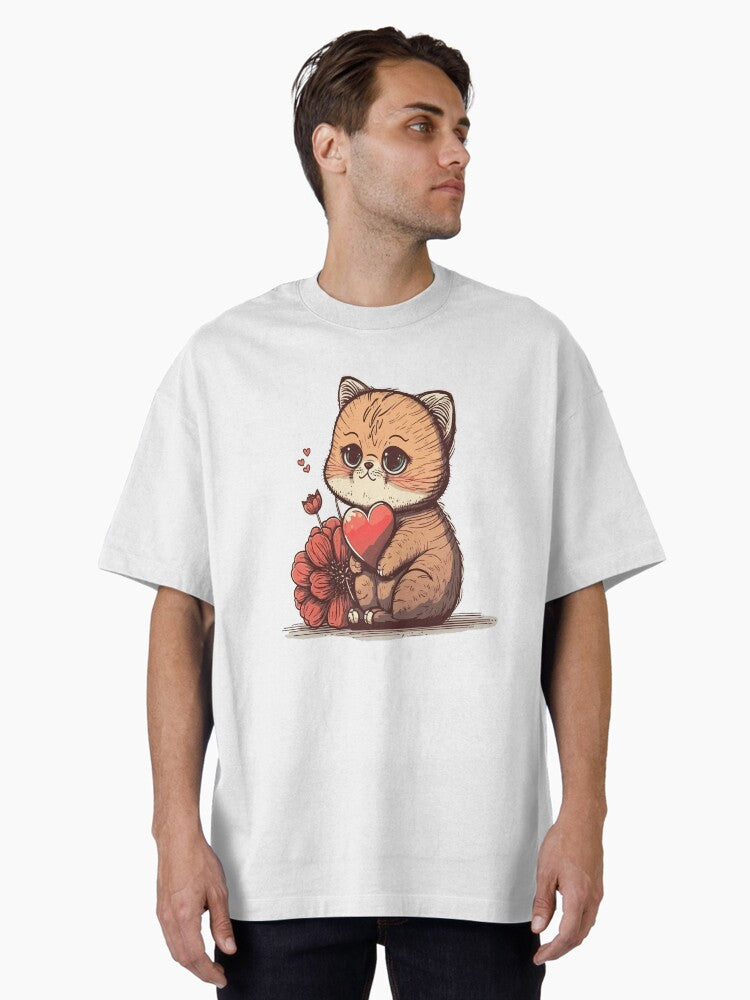 Cute Cat in Valentins Day Oversized Shirt T Shirt Clean Design