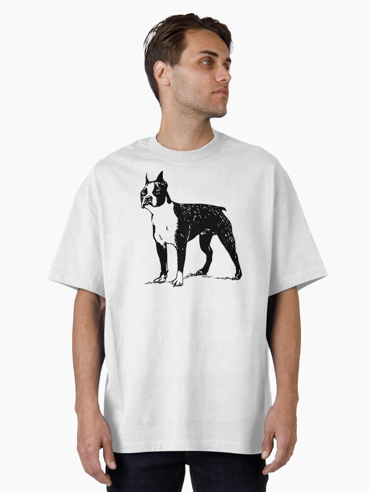 Classic Black and White Boston Terrier Oversized Shirt T Shirt Clean Design