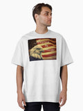 America the Beautiful Eagle on American Flag A109 Oversized Shirt T Shirt Minimal Style