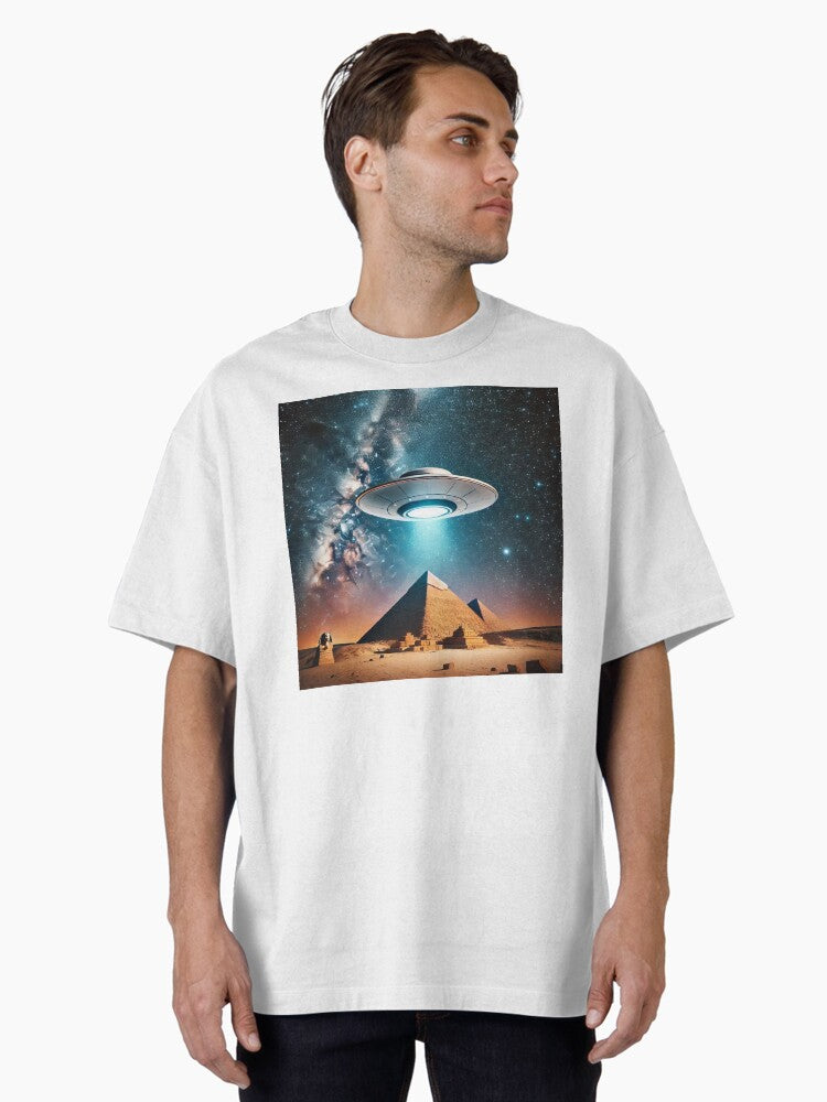 UFO and an Egyptian pyramid Oversized T-Shirt | Premium Unisex T-Shirt, Trending Graphic Tee