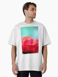 red rose flower close up nature background Oversized T Shirt T Shirt Premium Print