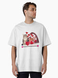 Happy Valentine day cats Oversized Shirt T Shirt Premium Print