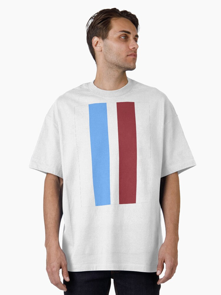Crystal Palace Retro 1972 White Blue Claret Striped Oversized Shirt T Shirt Clean Design