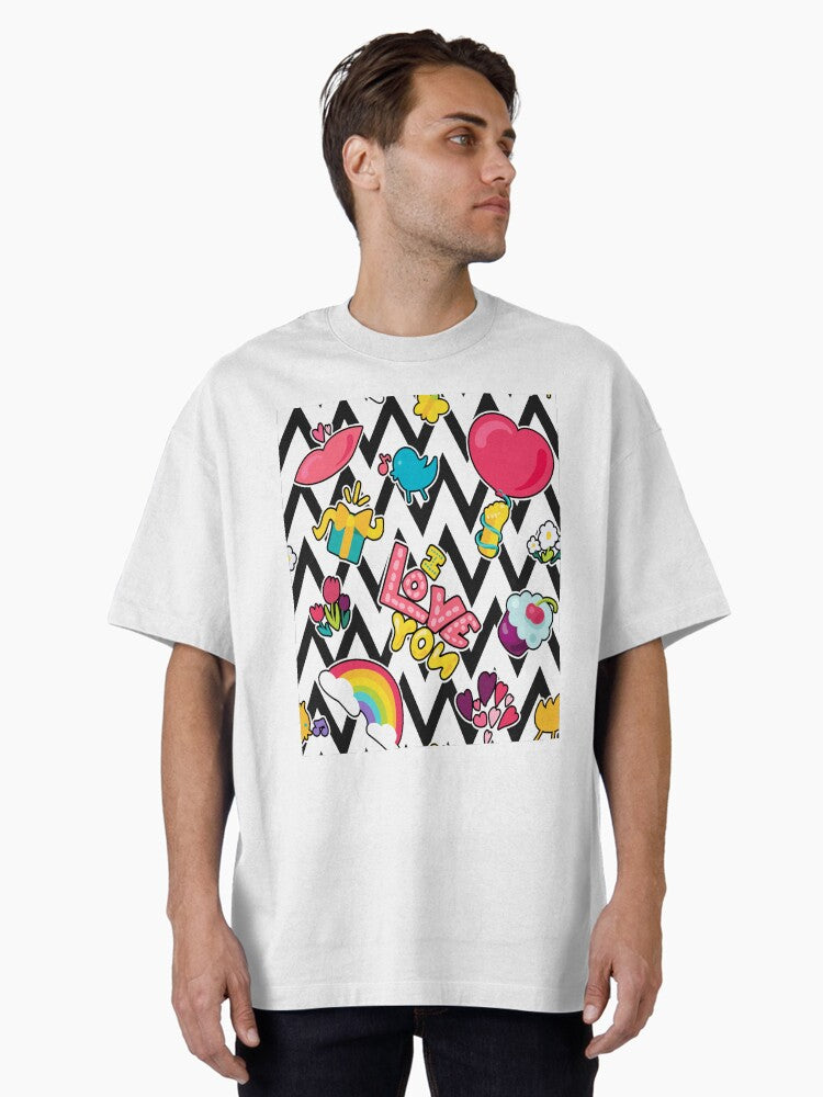 Retro Romantic patterns Valentines Day Patterns Valentines day 2022 Oversized Shirt T Shirt Clean Design